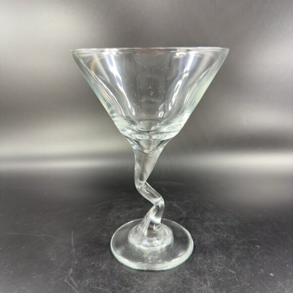 Martini Glasses Squiggle Cocktail Bent Stem Crooked Cocktail Set 2 Clear Glasses - Picture 12 of 14